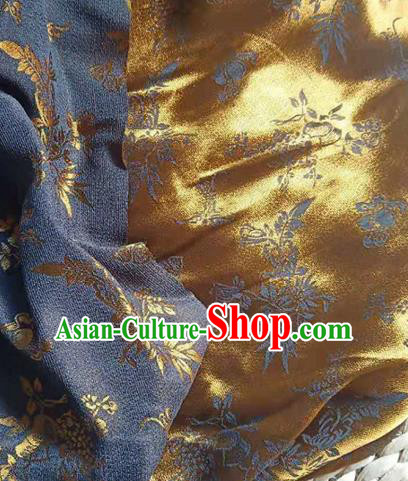 Asian Traditional Watered Gauze Fabric Classical Leaf Pattern Golden Brocade Satin Silk Material