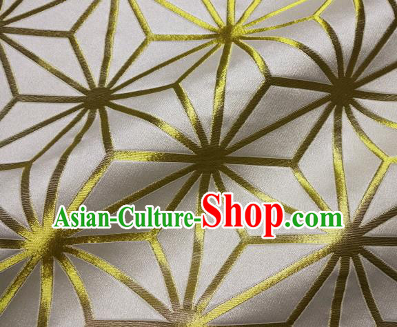 Asian Japanese Traditional White Brocade Classical Pattern Baldachin Fabric Kimono Tapestry Satin Silk Material