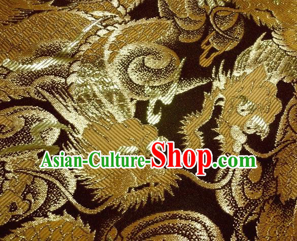 Asian Japanese Traditional Brocade Fabric Classical Golden Dragons Pattern Baldachin Kimono Tapestry Satin Silk Material