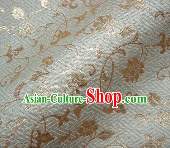 Asian Japanese Traditional Kimono Tapestry Satin Classical Golden Scroll Pattern Brocade Fabric Baldachin Silk Material