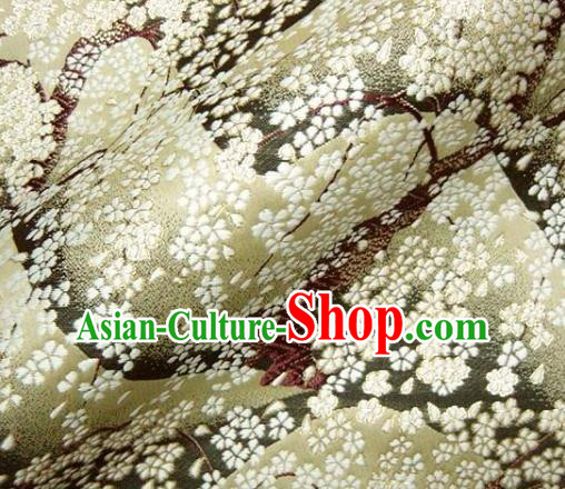 Asian Japanese Traditional Kimono Classical Sakura Pattern Golden Tapestry Satin Brocade Fabric Baldachin Silk Material