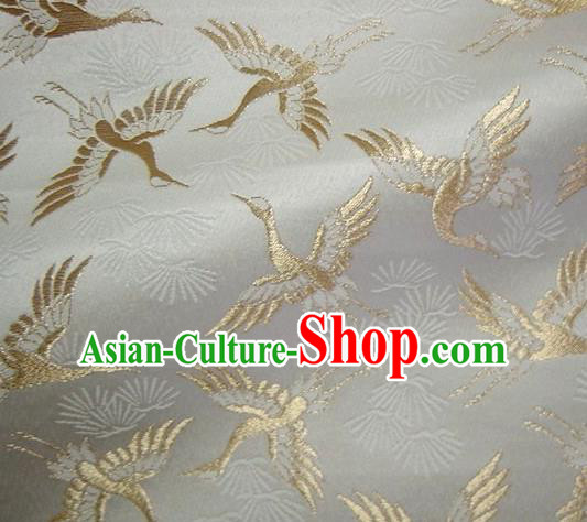 Asian Japanese Tapestry Satin Traditional Kimono Classical Golden Cranes Pattern Brocade Fabric Baldachin Silk Material