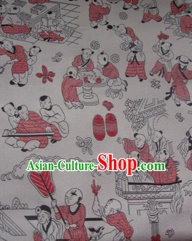 Asian Traditional Fabric Classical Pattern White Brocade Chinese Satin Silk Material