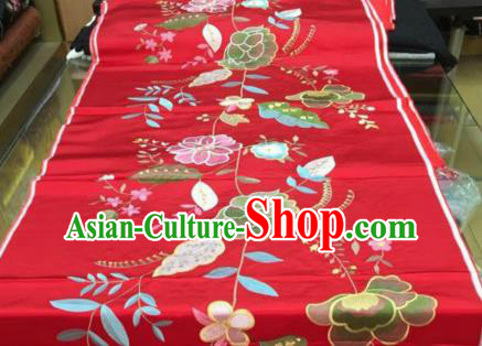 Asian Traditional Fabric Classical Peony Pattern Red Brocade Chinese Satin Silk Material
