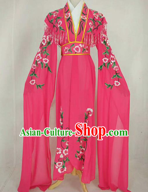 Chinese Traditional Beijing Opera Peri Princess Rosy Embroidered Dress Ancient Nobility Lady Costume for Women