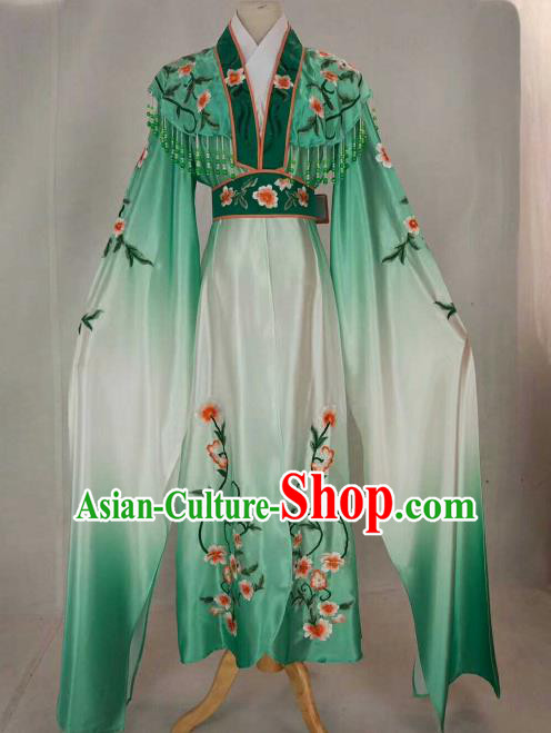 Chinese Traditional Beijing Opera Peri Princess Green Embroidered Dress Ancient Nobility Lady Costume for Women