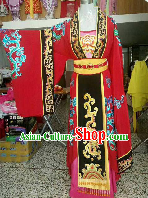 Chinese Traditional Beijing Opera Queen Embroidered Red Dress Ancient Empress Costume for Women