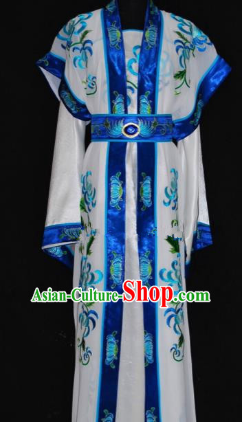 Chinese Traditional Beijing Opera Niche Embroidered Blue Robe Peking Opera Scholar Costume for Men