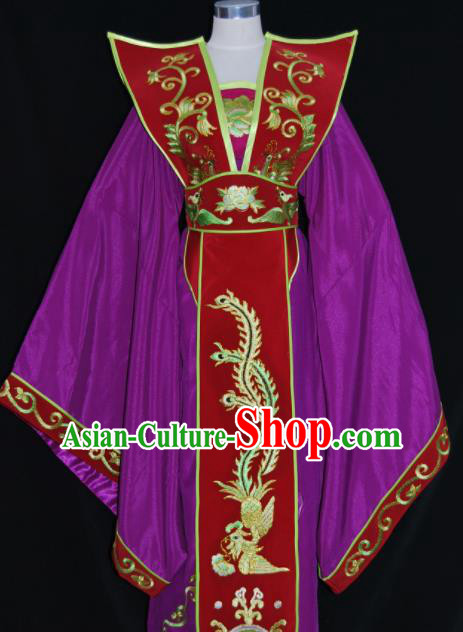 Chinese Traditional Beijing Opera Queen Mother Purple Dress Peking Opera Embroidered Costume for Women