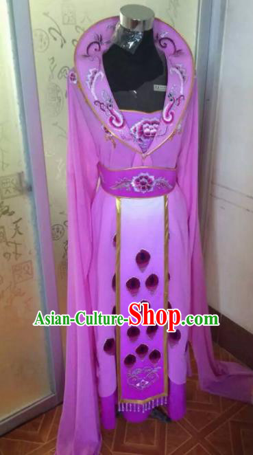 Chinese Traditional Beijing Opera Young Lady Purple Dress Ancient Peri Embroidered Costume for Women
