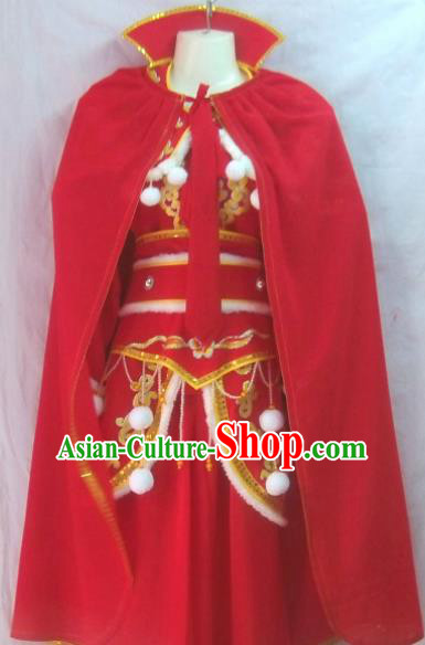 Chinese Traditional Beijing Opera Female Warrior Red Dress Ancient Swordswoman Embroidered Costume for Women