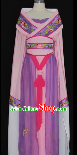 Chinese Traditional Beijing Opera Princess Purple Dress Ancient Peri Embroidered Costume for Women