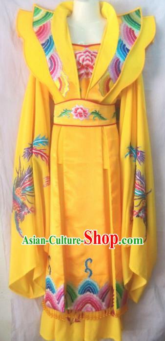 Chinese Traditional Beijing Opera Court Yellow Dress Ancient Queen Embroidered Costume for Women