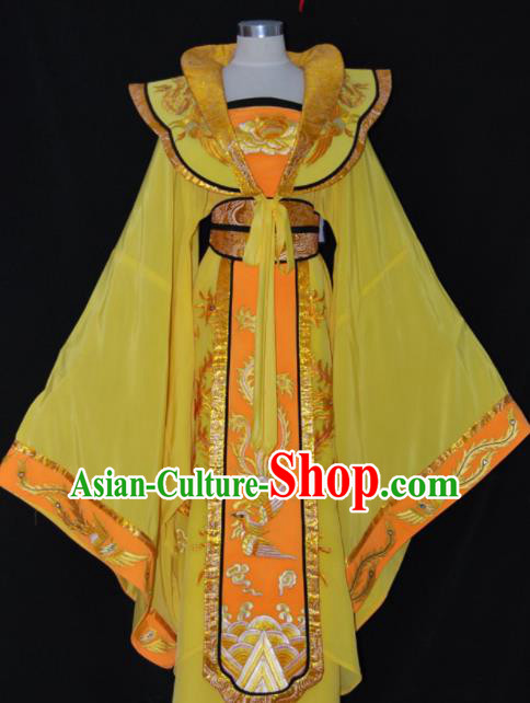 Chinese Traditional Beijing Opera Empress Yellow Dress Ancient Queen Embroidered Costume for Women