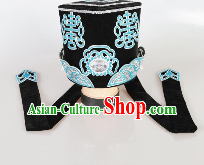 Chinese Traditional Beijing Opera Rich Man Hat Ancient Ministry Councillor Headwear for Men