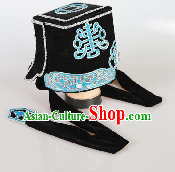 Chinese Traditional Beijing Opera Rich Man Hat Ancient Ministry Councillor Headwear for Men