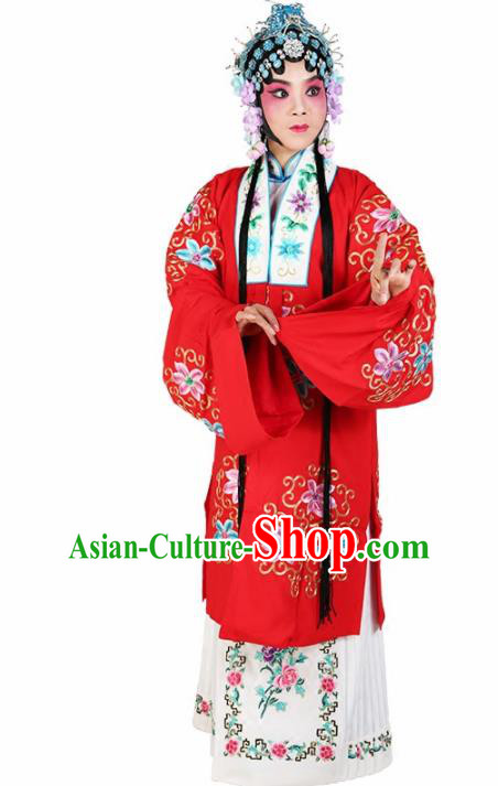 Chinese Traditional Beijing Opera Diva Red Dress Ancient Young Lady Embroidered Costume for Women