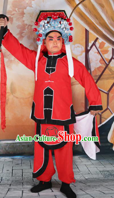 Chinese Traditional Beijing Opera Takefu Clothing Ancient Swordsman Red Costume for Men