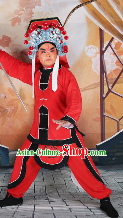 Chinese Traditional Beijing Opera Takefu Clothing Ancient Swordsman Red Costume for Men
