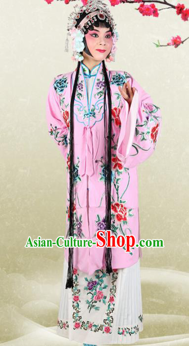 Chinese Traditional Beijing Opera Princess Pink Dress Ancient Palace Lady Embroidered Costume for Women