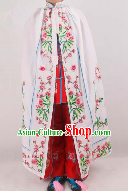 Chinese Traditional Beijing Opera Diva Embroidered White Cloak Ancient Palace Lady Costume for Women