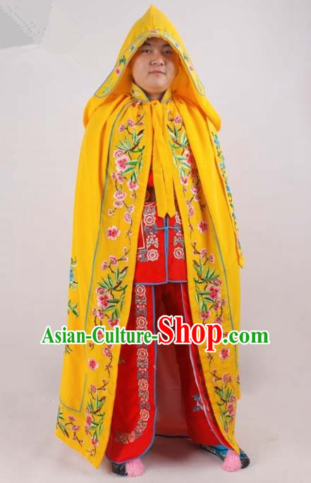 Chinese Traditional Beijing Opera Diva Embroidered Yellow Cloak Ancient Imperial Concubine Costume for Women