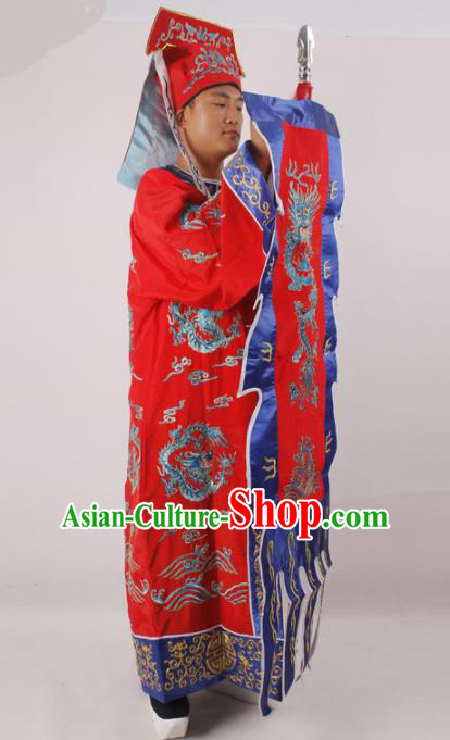 Chinese Traditional Beijing Opera Takefu Red Clothing Ancient Imperial Bodyguard Costume for Men