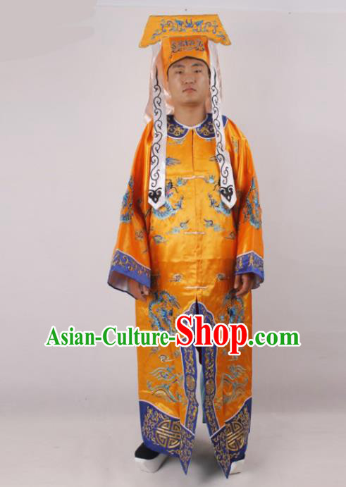 Chinese Traditional Beijing Opera Takefu Golden Clothing Ancient Imperial Bodyguard Costume for Men
