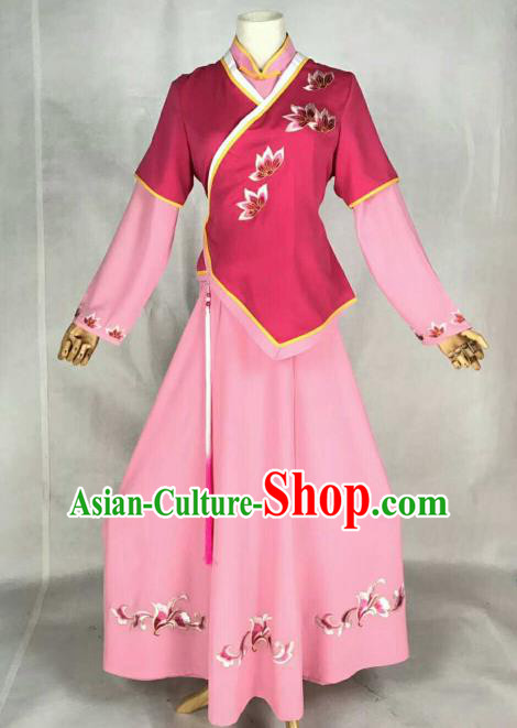 Chinese Traditional Beijing Opera Young Lady Embroidered Dress Ancient Court Maid Costume for Women