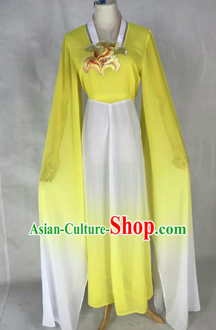 Chinese Traditional Beijing Opera Court Lady Embroidered Yellow Dress Ancient Peri Costume for Women