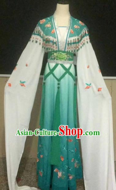 Chinese Traditional Beijing Opera Actress Green Dress Ancient Peri Princess Embroidered Costume for Women