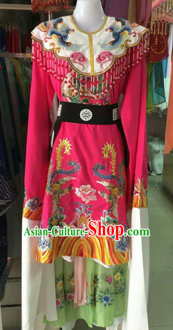 Chinese Traditional Beijing Opera Imperial Concubine Embroidered Rosy Dress Ancient Palace Lady Costume for Women