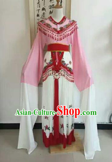 Traditional Chinese Peking Opera Diva Embroidered Pink Dress Ancient Nobility Lady Costume for Women