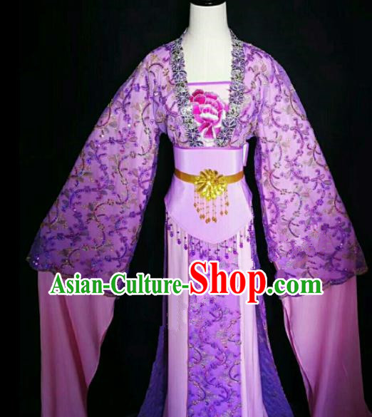 Traditional Chinese Peking Opera Peri Purple Dress Ancient Court Lady Costume for Women