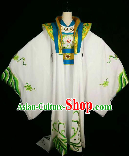 Chinese Traditional Beijing Opera Niche White Clothing Ancient Prince Embroidered Costume for Men