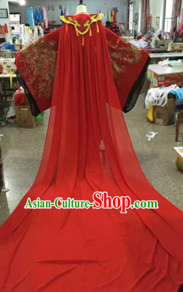 Traditional Chinese Peking Opera Imperial Consort Wedding Red Dress Ancient Court Lady Embroidered Costume for Women