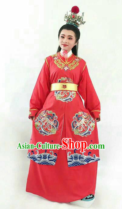 Chinese Traditional Beijing Opera Niche Jia Baoyu Red Clothing Ancient Nobility Childe Embroidered Costume for Men