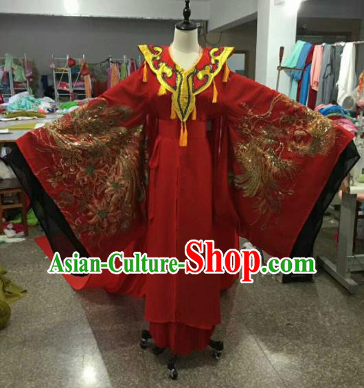 Traditional Chinese Peking Opera Imperial Consort Wedding Red Dress Ancient Court Lady Embroidered Costume for Women