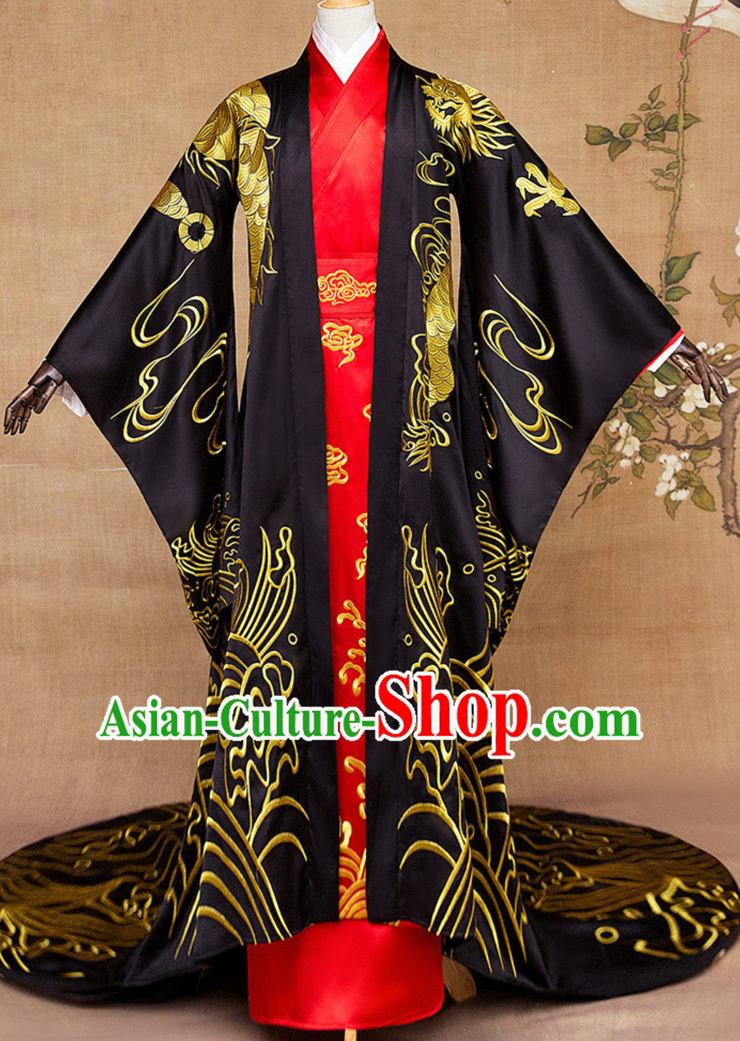 Ancient Chinese Emperor Embroidered Dragon Royal Clothing Complete Set