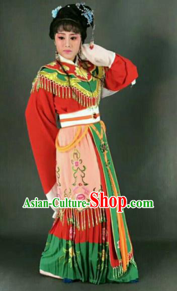 Chinese Traditional Peking Opera Artiste Costume Ancient Princess Embroidered Red Dress for Women