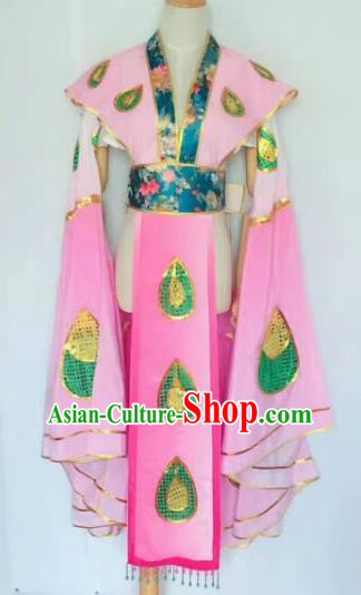 Chinese Traditional Peking Opera Artiste Costume Ancient Peri Embroidered Pink Butterfly Dress for Women