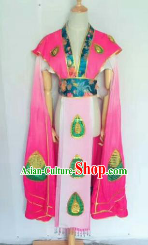 Chinese Traditional Peking Opera Artiste Costume Ancient Peri Embroidered Rosy Butterfly Dress for Women