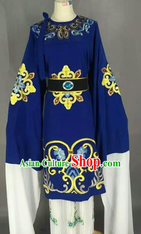 Chinese Ancient Dowager Countess Embroidered Royalblue Dress Traditional Peking Opera Pantaloon Costume for Women