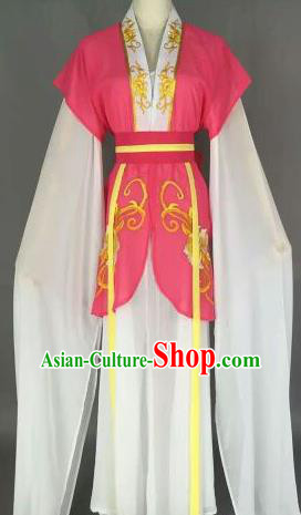 Chinese Ancient Maidservants Embroidered Rosy Dress Traditional Peking Opera Court Maid Costume for Women