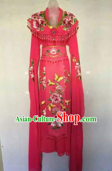 Chinese Ancient Peri Embroidered Rosy Dress Traditional Peking Opera Artiste Costume for Women