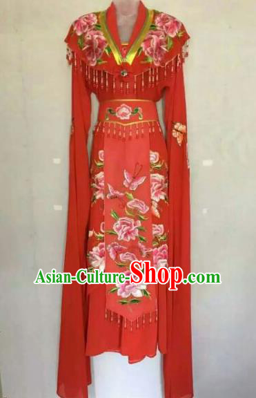 Chinese Ancient Peri Embroidered Red Dress Traditional Peking Opera Artiste Costume for Women