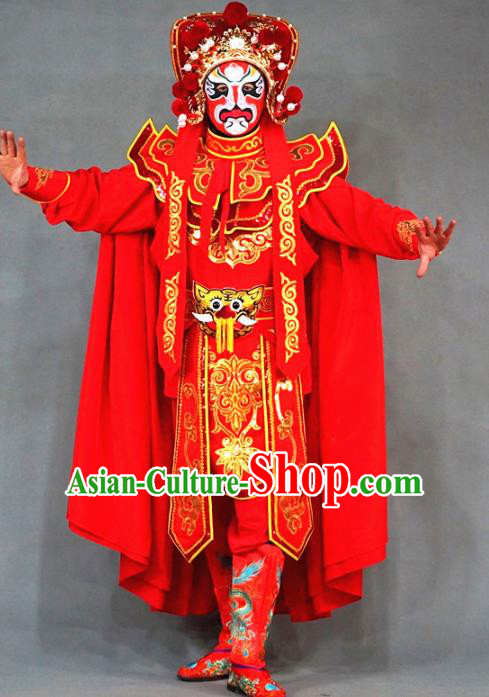 Chinese Traditional Sichuan Opera Face Changing Embroidered Red Costume Complete Set