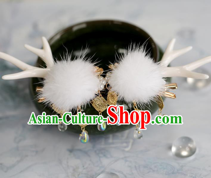 Chinese Traditional Hanfu Hair Accessories Ancient Princess Antlers Tassel Hairpins for Women