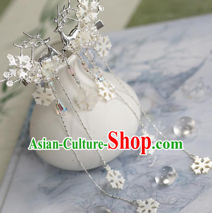 Chinese Traditional Hanfu Hair Accessories Ancient Princess Tassel Deer Hair Claws Hairpins for Women