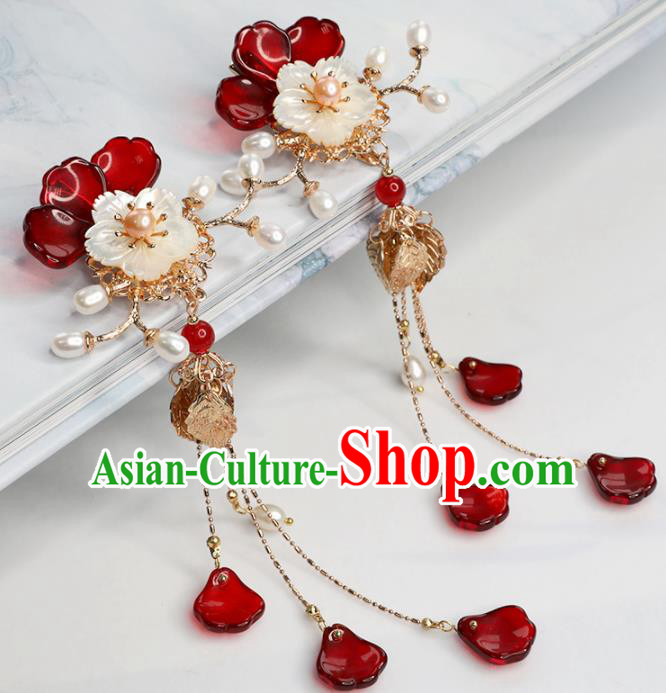 Chinese Traditional Hanfu Hair Accessories Ancient Princess Shell Flower Hair Claws Hairpins for Women